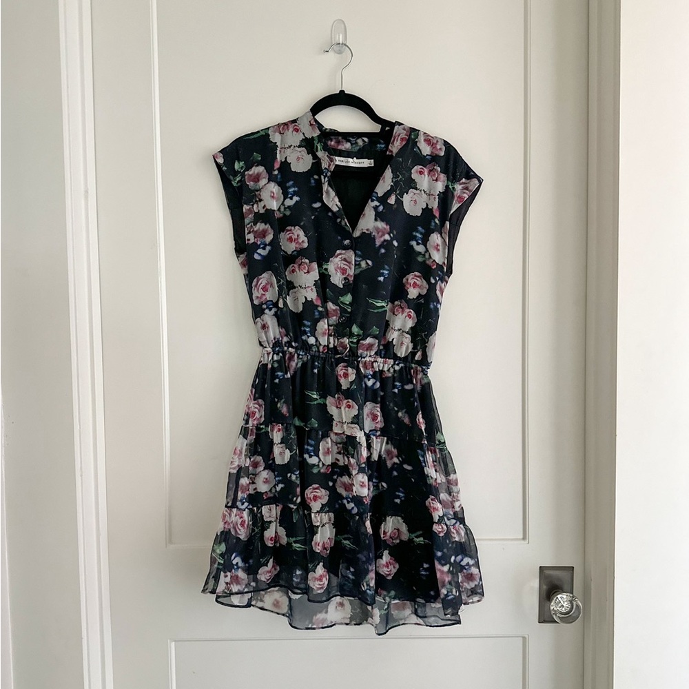 Rebecca Minkoff Black and Pink Floral Blouse